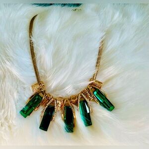 Green Colored Faceted Greek Key Slider Necklace